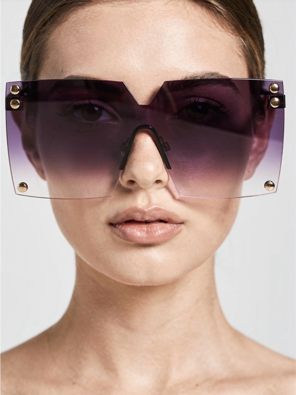 Oversized Shield Sunglasses - Purple Gradient